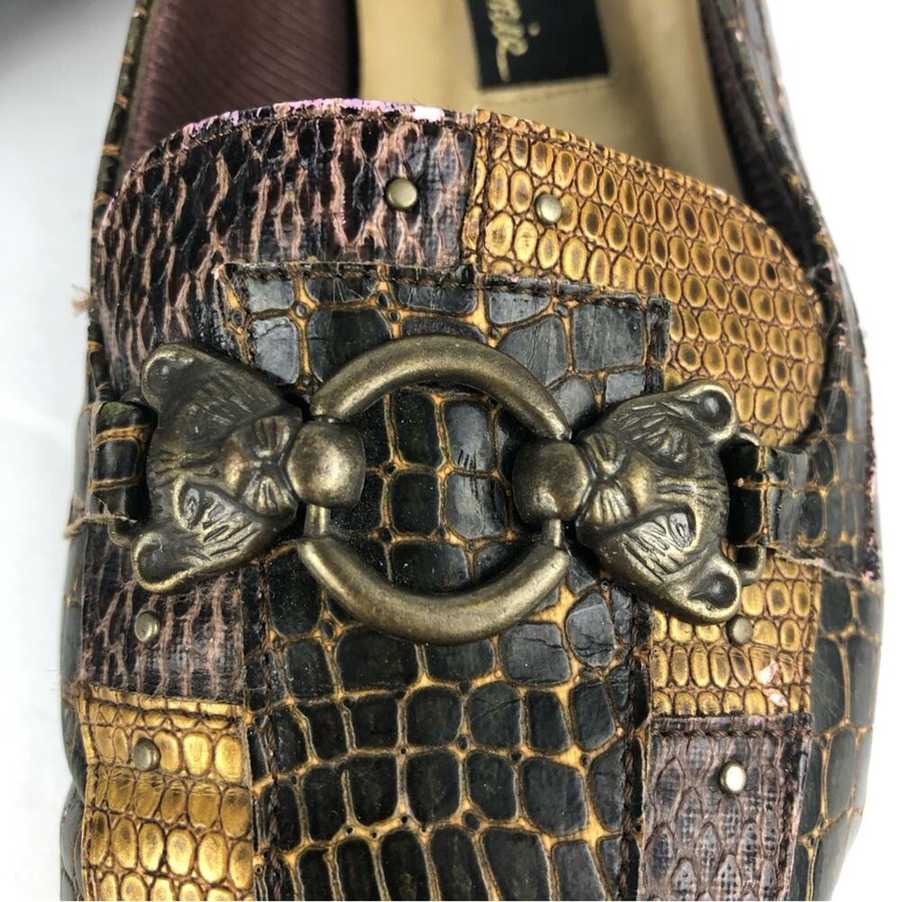 Vintage Annie Patchwork Faux Animal Tiger Accent Loafers - Picture 3 of 12
